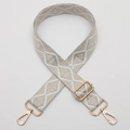 Adjustable wide shoulder strap with gray and white geometric diamond jacquard pattern - No. 691 Gold Hook