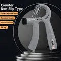 Adjustable 5-60kg grey hand gripper with counting function and heavy steel spring - Counting Non-padded / Gray