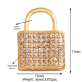 Miniature micro-pave gold lock pendant charm with white cubic zirconia stones - Pave Zirconia Lock / Gold