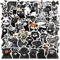 50 Stk. Schwarz-Weiß Cartoon-Tieraufkleber für DIY Laptop- und Kofferdekoration - Schwarz-Weiß-Tierserie (SJS254)