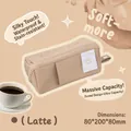 Latte beige large capacity prism pencil case made of waterproof PU leather, 200x80mm - Latte