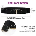 Elastic black waist belt for dresses with gold metal buckle and 4cm width detail - Lock Cylinder Style (Black)
