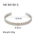 Silver stainless steel open bracelet with size specs 6.5cm diameter and 0.8cm width - Silver Watch Band Texture (NB-B6180-S) / Silver