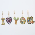 DIY diamond painting keychain set featuring 'I LOVE YOU' letters with colorful rhinestones - QC033 Letter I Love You (5pcs) Double-sided