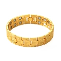 Golden dragon pattern magnetic bracelet with double row links for therapy and wellness - Gold Tree Pattern All Magnets