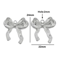 Silver stainless steel bow pendant with dimensions of 24x22mm and a 2mm hole - Style 18 / Steel