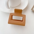 Matte caramel brown square hair claw clip with geometric hollow design for women - 5cm / Tan