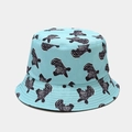 Blue bucket hat with zebra pattern print, cotton canvas sun protection fisher cap - M (56-58cm) / Zebra Pattern Light Blue Reversible