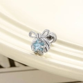 Orecchino piercing a fiocco con conchiglia e stella blu in finitura argento - Blu Mare Chiaro (Pezzo Singolo)