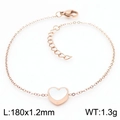 Rose gold stainless steel bracelet featuring a white heart shell pendant on a thin chain - Rose Gold Bracelet (KB166621-K)