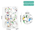 Set of 6 clear Christmas ornaments with bulb patterns, 8cm foam-filled PVC balls - Style 10-Transparent Foam Light Bulb Painted Ball Set