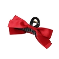 Elegant red satin bow hair claw clip with long ribbon tails and polished finish - Large Claw Clip / Burgundy