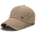 Men's khaki quick-dry baseball cap with breathable mesh and fashion metal detail - Adjustable / Khaki