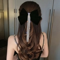 Barrette élégante en velours noir avec de longs pompons en strass pour femmes - 13# Barrette Nœud en Velours Noir avec Frange