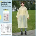 Reusable yellow polka dot EVA raincoat size chart for adults with hood and 115cm length - One Size / Yellow Polka Dot