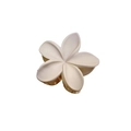 Matte white plumeria hair claw clip with a soft yellow center for tropical vacations - 8cm Matte Apricot