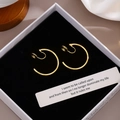 Minimalist vintage gold hoop earrings for non-pierced ears on elegant jewelry box - 3cm Gold/Ear Clip