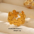 18K gold plated stainless steel daisy flower open ring with a matte finish for women - Matte Integrated Floral Style (758) / Gold