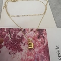 French vintage gold layered paperclip chain necklace with a 3D bubble letter 3 pendant - Letter E (20240329（3-6-10）)