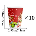 10er-Pack rote Weihnachts-Pappbecher mit niedlichen Rentier- und Schneeflockenmustern - Rentier Backförmchen