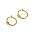 Minimalist S925 sterling silver hoop earrings with gold knot design for women - 18K Gold