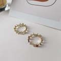 Modern gold-plated ring with colorful pavé cubic zirconia in a creative jagged design - White Irregular Zirconia Ring