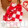 Size chart for festive red checkerboard dog winter coat with faux fur trim and Chinese knot - XS / Deruo Red (Diagonal Stitching)