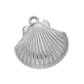 Silver shell charm pendant in stainless steel with textured finish for jewelry making - 504# Large Shell Pendant Only / 20.5*21mm (2 Pieces/Pack) / Steel