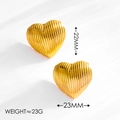Orecchini a cuore dorati placcati oro 18 carati con strisce e design da 23mm - Orecchini a bottone a cuore a strisce / Oro 18K
