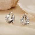 Silver multilayer spiral hoop earrings with 316L stainless steel and minimalist design - 25mm (PJER300) / Silver
