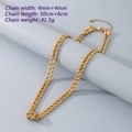 Gold double-strand rope chain necklace with elegant knot detail and adjustable link - 4mm Width-50cm+6cm Length (41.5g) / Gold