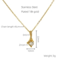 Collana in acciaio inossidabile placcata oro 18K con ciondolo in zircone e catena da 45cm - Stile Zircone Bianco Oro 18K / Bianco