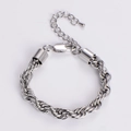 Pulsera de cadena de cuerda de acero inoxidable pulido de 8mm con cierre de mosquetón - 8mm de Ancho / Plateado