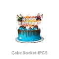 Monster Truck Happy Birthday cake topper featuring racing flags and fire on blue cake - Large Cake Topper 1PC