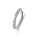 Elegante S925 sterling zilveren ring met golfdesign en fonkelende zirkonia-stenen - Verstelbaar Open / Dames Stijl (FDJZ-280)