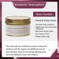Rose Garden scented soy candle in a golden tin with floral and fruity fragrance notes - Velvet Rose / 80g