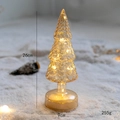 Amber glass Christmas tree with LED lights, wave texture design, 26cm tabletop decor - No.15 Amber Transparent Wave Texture (26cm)