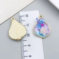 Water-drop jewelry charms with purple base, pink flowers and blue dragonfly patterns - Purple-Blue Gold-Sprinkled Rose Dragonfly-23565