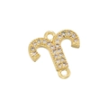 Macro view of gold Aries zodiac connector with micro-pave zircons for DIY jewelry - Gold Aries