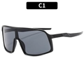 Gafas de sol de ciclismo negro mate con patillas antideslizantes y lente panorámica - Montura Negra Lente Gris