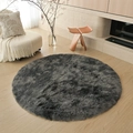 Modern round shaggy rug in dark grey plush material for living room and bedroom - Tie-dye Smoky Grey