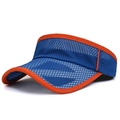 Kids quick-dry mesh sun visor hat in navy blue with vibrant orange trim - Adjustable (52-56cm) / Sapphire Blue