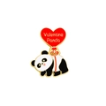 Spilla panda in smalto con bordi dorati e un palloncino a cuore rosso Valentine Panda - Stile Panda con Palloncino a Cuore (CZ2528-1)