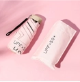 Light pink mini five-fold sun umbrella with UPF 50+ case and gold handle detail - Pink