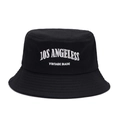 Black cotton bucket hat with vintage Los Angeles embroidery on a white background - M (56-58cm) / Black