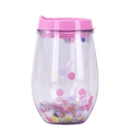 Transparent 10oz U-shaped tumbler with pink lid and colorful glitter filling - Style H (Gradient Pink Sequins)
