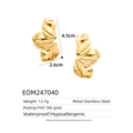 Detailed view of irregular 18k gold plated hollow earrings with PVD waterproof finish - Irregular Pleated Earrings (EOM247040)