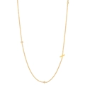 Collana in acciaio inossidabile placcato oro 18K con ciondolo X e cristalli chiari - Lettera X