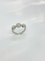 Silver geometric open ring featuring a sparkling micro-pave zircon disk and square elements - Ring-Silver