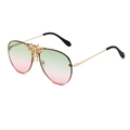 Golden bee pilot sunglasses with green-to-pink gradient lenses and metal frame - Gold Frame Green Pink Lenses